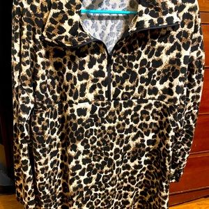 Cheetah print half zip sweater